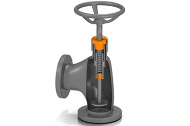 Katup penghenti dengan lead-screw dryspin, plain bearing dan ring piston iglidur