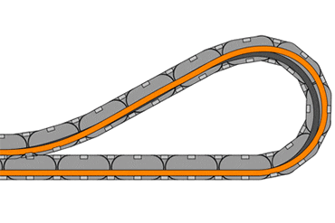 e-chain® menjalurkan selang hidrolik