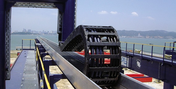 Penggunaan energy chain pada port crane