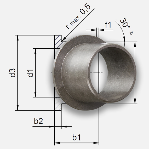 plain bearing iglidur dengan gambar teknis