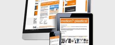 Monitor, tablet, dan smartphone dengan buletin igus